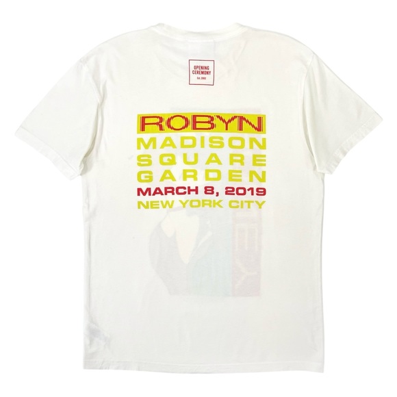 Opening Ceremony x Konichiwa Records White 2019 Robyn MSG NYC T-Shirt sz M - Picture 2 of 6
